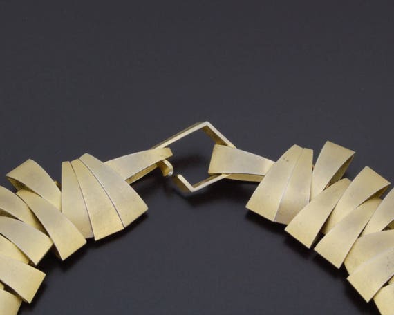 Striking Vintage 1980s Choker Necklace Gold-Tone … - image 2