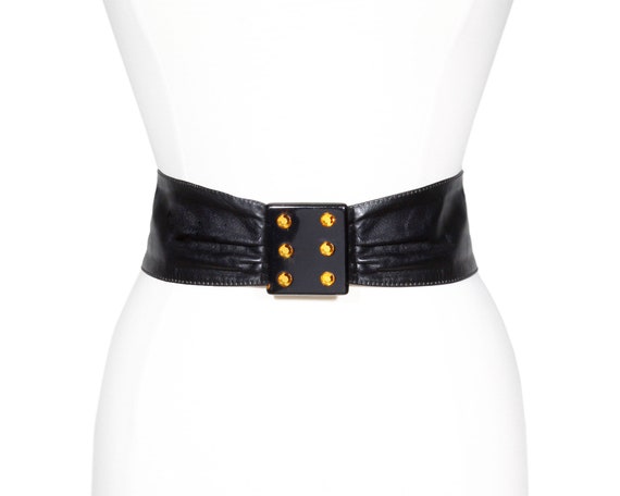 Rich Vintage 1980s Belt Cinch Waist Style Black L… - image 2