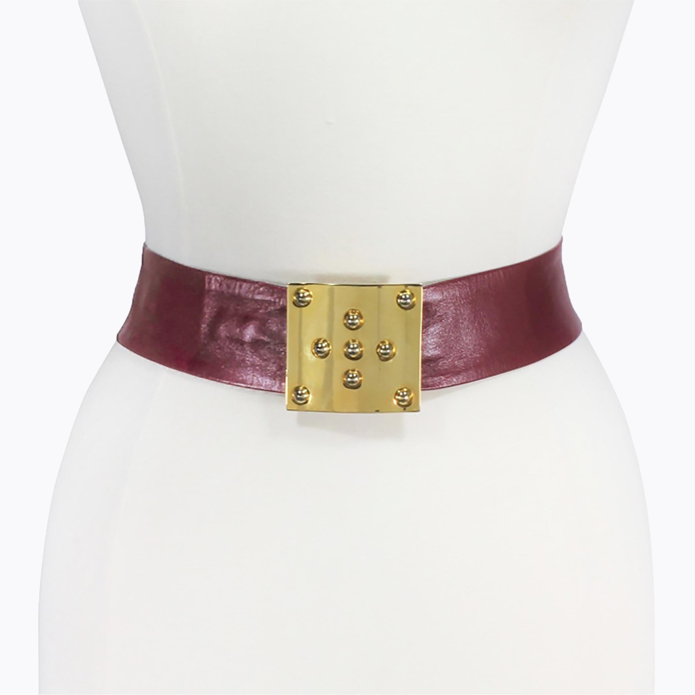 St. John Vintage Belt Cinch Waist 1980s Style Wine Red 