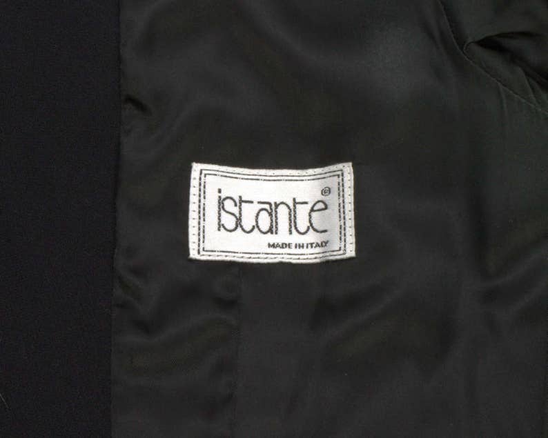 Istante by Versace Vintage 1990s Blazer Evening Jacket Black Rayon Wool Blend with Rolled Velvet Shawl Collar Made in Italy Size Small image 3