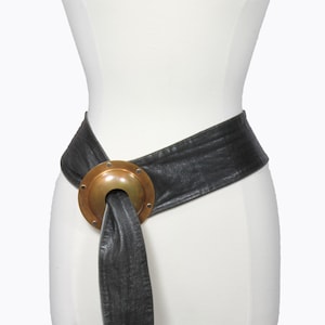 Kerman Lachapelle Vintage Gürtel Avantgarde Kupfer Metall mit Schwarzem Leder Janis Kerman Bande des Quatres Modernist Made in Canada One Size