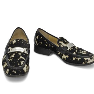 All black dotted store calf hair oxford loafers