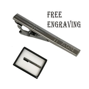 Graduation gift-Personalized Tie Clip,Tie Bar, Engraved Custom Monogrammed Stainless Steel Tie Clips-Gift for him, Gift for men-Gun metal