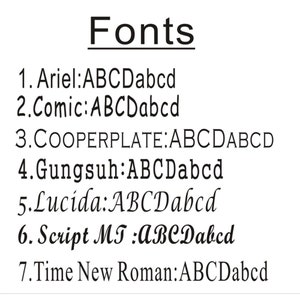 K&ouml;nnte beinhalten: Eine Liste von Schriftarten mit ihren Namen und Beispielen f&uuml;r die Buchstaben ABCDabcd in jeder Schriftart.