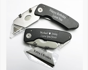 Christmas Gift -Personalized Engraved Utility Knife - Gift for Him, Groomsmen, Dad