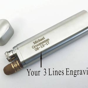 Personalized Engraved Custom Stainless Steel Cigar Case , Tube & Flask Graduation , Retirement gift-Buy 6 or more get one for free image 1