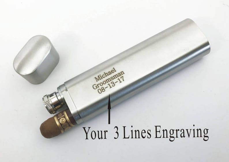 Personalized Engraved Custom Stainless Steel Cigar Case , Tube & Flask Graduation , Retirement gift-Buy 6 or more get one for free image 1