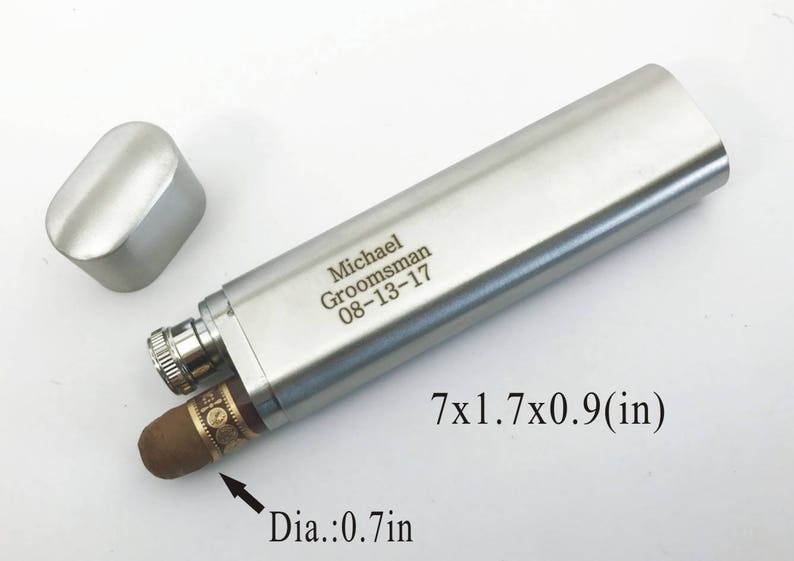 Personalized Engraved Custom Stainless Steel Cigar Case , Tube & Flask Graduation , Retirement gift-Buy 6 or more get one for free image 2