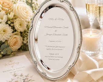 Personalized Silver Wedding Tray | Engraved Keepsake Gift