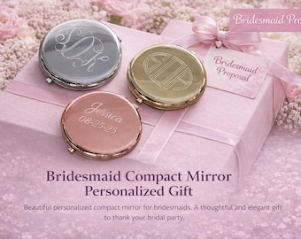 Bridesmaid Proposal -Personalized Stainless Steel Compact Mirror