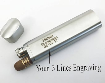 Anniversary Gift for Husband ,Boyfriend-Personalized Engraved Custom Stainless Steel Cigar Case, Tube & Flask-Buy 6 or more get one for free