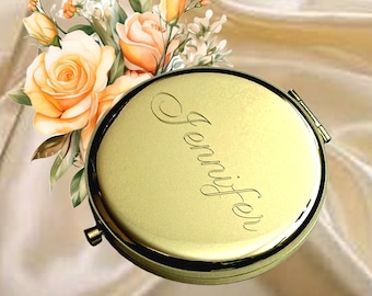 Personalized COMPACT MIRROR , Custom Engraved Pocket Mirror with Name-First Mom, Now Grandma, Mother's Day Gift for Her