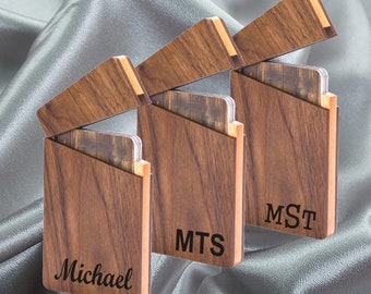 Personalized BUSINESS CARD HOLDER Case Custom Engraved Wood Corporate-Birthday Gifts for Boss, Gift for Business Men