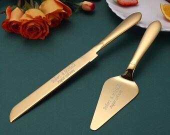 Personalized Wedding CAKE SERVE SET Cake Cutter Cutting Knife Serving Server Knive Custom Engraved Birthday Wedding Cake Server Silver Knife