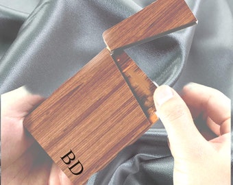 Personalized BUSINESS CARD CASE Holder Custom Engraved Business Wood Card Case Holder Boss Corporate for Men Dad Groomsmen