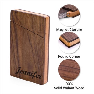 Personalized BUSINESS CARD CASE Holder Engraved Wood Wooden Cards Case Holder for Wedding Groomsman Bridesmaid Her Him Dad Gifts image 5