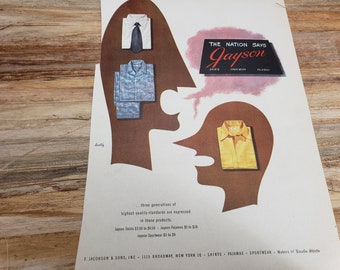 Vintage Magazine ad, 1947 , True Magazine, vintage mens shirt ad