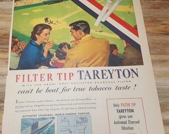 Tareyton Cigarette Ad, 1955, vintage magazine ad
