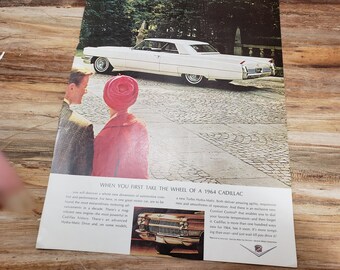 Vintage Cadillac car ad, 1964 vintage car ad
