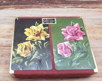 Baraja de cartas vintage, baraja de cartas florales de los años 80
