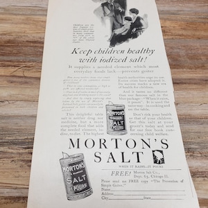 1920s Morton Salt ad, vintage ad, 1926 Childs life ad, Creepy vintage ad