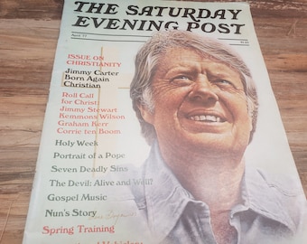 Saturday Evening Post , Jimmy Carter . Magazine vintage d'avril 1977