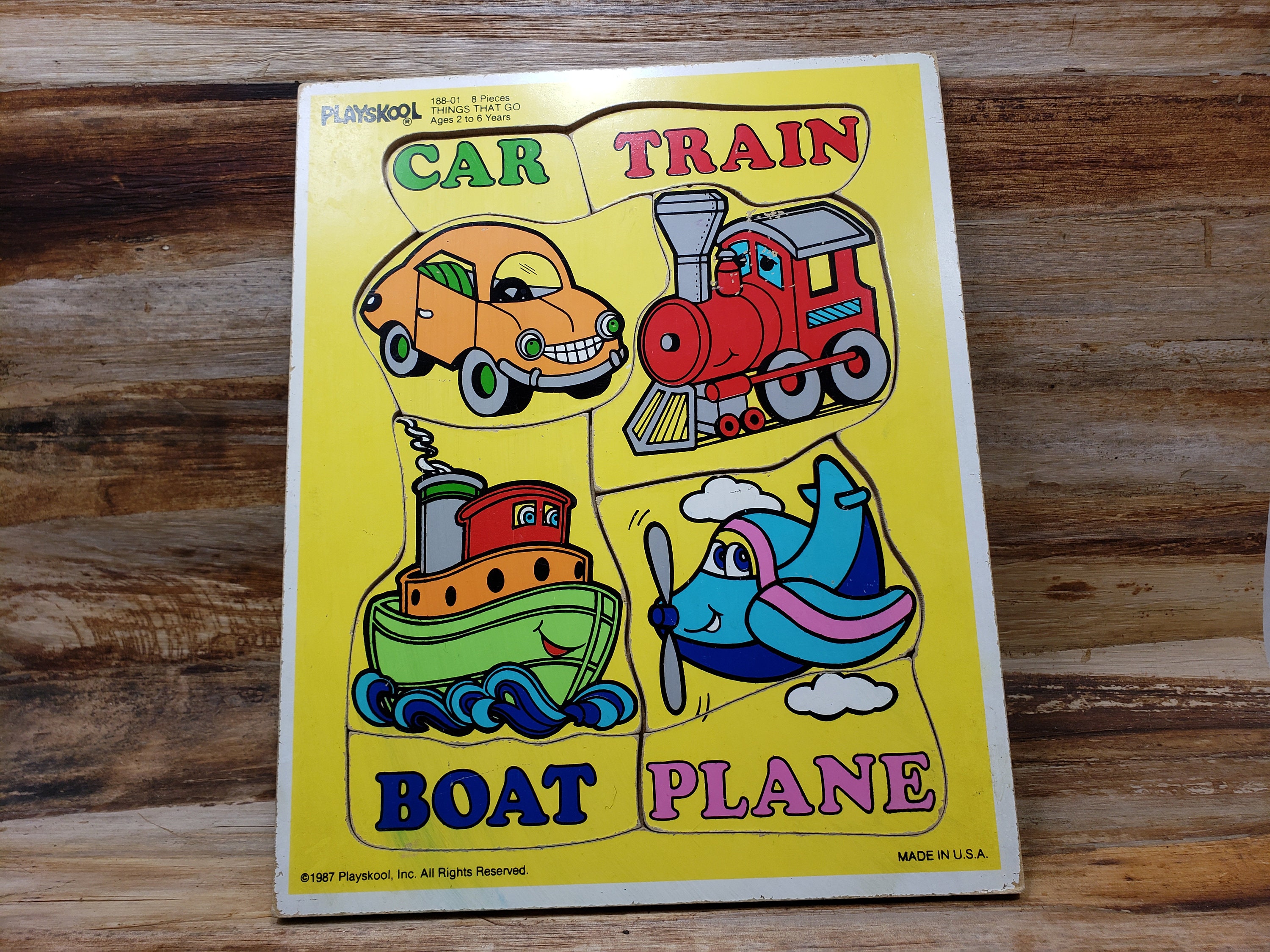 Playskool Puzzle, Vintage, 1987, Vintage Puzzle, Car Puzzle