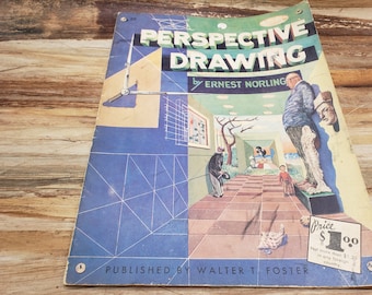 Dessin en perspective, 1969, Walter T Foster, Ernest Norling, livre d'art vintage