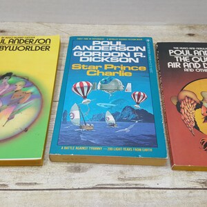 Poul Anderson vintage sci fi collection, The Queen of Darkness and Air, Star Prince Charlie, The Byworlder, 1970s, vintage science fiction