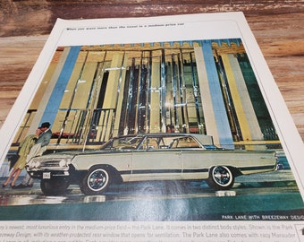 Anuncio de coches antiguos, 1964, Mercury Park Lane, anuncio de revista antigua