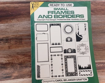 Serie de imágenes prediseñadas de Dover, Marcos y bordes pequeños, manualidades de papel vintage de 1982