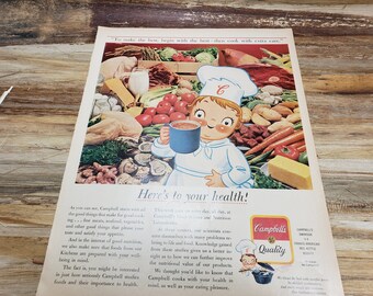 Anuncio de sopa Campbells, 1964, anuncio de revista antigua