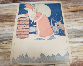 Santa Music Cover Art, 1901 antique ad christmas ad