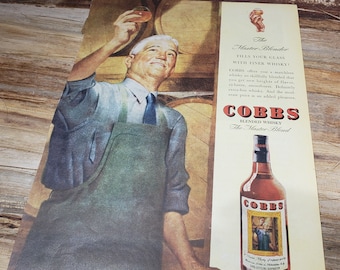 Anuncio vintage de whisky Cobbs. Anuncio vintage de licores de los años 60.