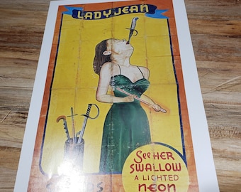 Reproduction publicitaire pour cirque, années 2000, hirondelle épée Lady Jean