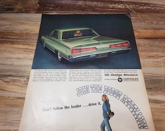 Anuncio de coche antiguo, 1966 dodge Monaco Mid century coche anuncio