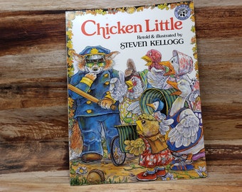 Chicken Little, FIRMADO, 1987, Steven Kellogg, libro infantil vintage