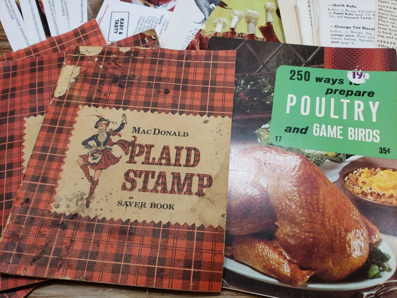 Recipe Booklet recipe cards and plaid stamp saver booklet Huge Lot of Vintage Recipes
