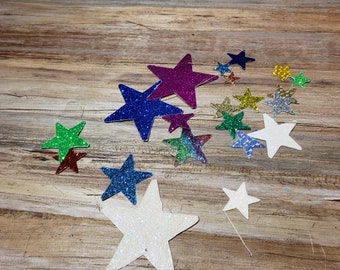 Vintage Glittery Star Stickers Big lot, 1980s