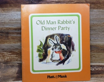 Old Man Rabbits Dinner Party, 1961, Platt and Munk, vintage kids book