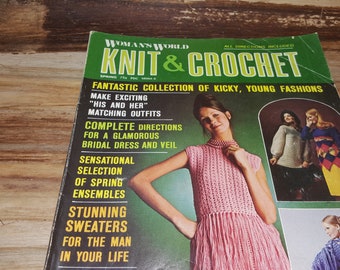 Knit and Crochet, Womens World, 1973, revista, revista vintage