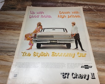 Anuncio de coche clásico, Chevy II de 1967, anuncio de revista clásica