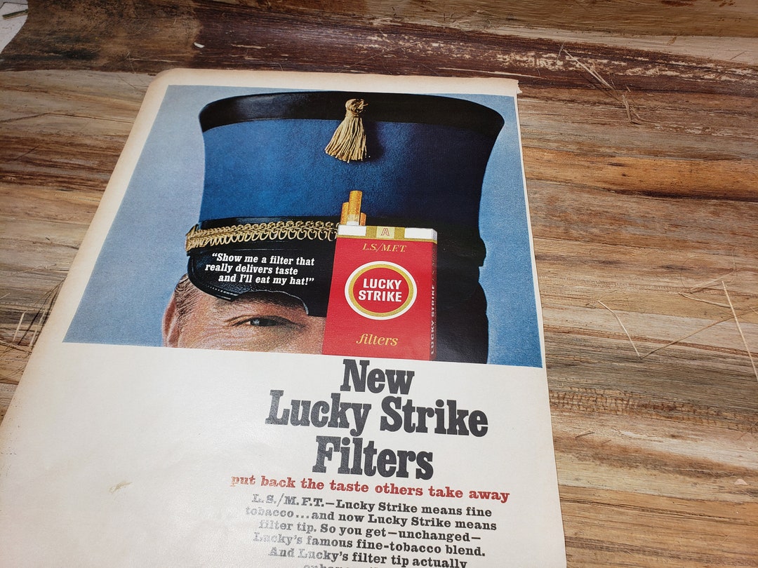 Vintage Lucky Strikes Advertisement, 1960s Cigarette Ad. Mid