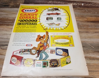 Anuncio vintage de Kraft, anuncio de dulces, década de 1970