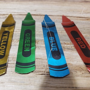 Set of 4 Crayon Stickers 1980s illuminations  vintage stickers