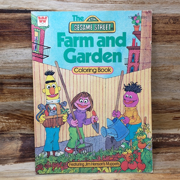 Vintage Sesame Street Coloring Book, Farm and Garden,  1978, unused, vintage coloring book