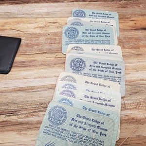 28 Free and Accepted Masons of the State of New York membership cards 1950s-1970s