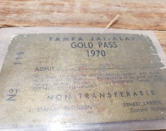 Tampa Jai Alai Gold Pass 1970 vintage card