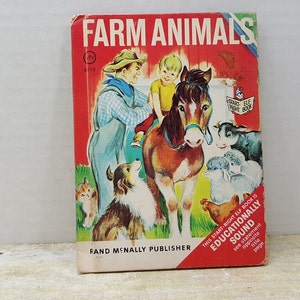 Farm Animals, 1966, Rand McNally Elf Book, vintage kids book