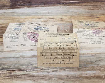 Set of Four Learners Permits from the 1920s -1930s New York learners permit
